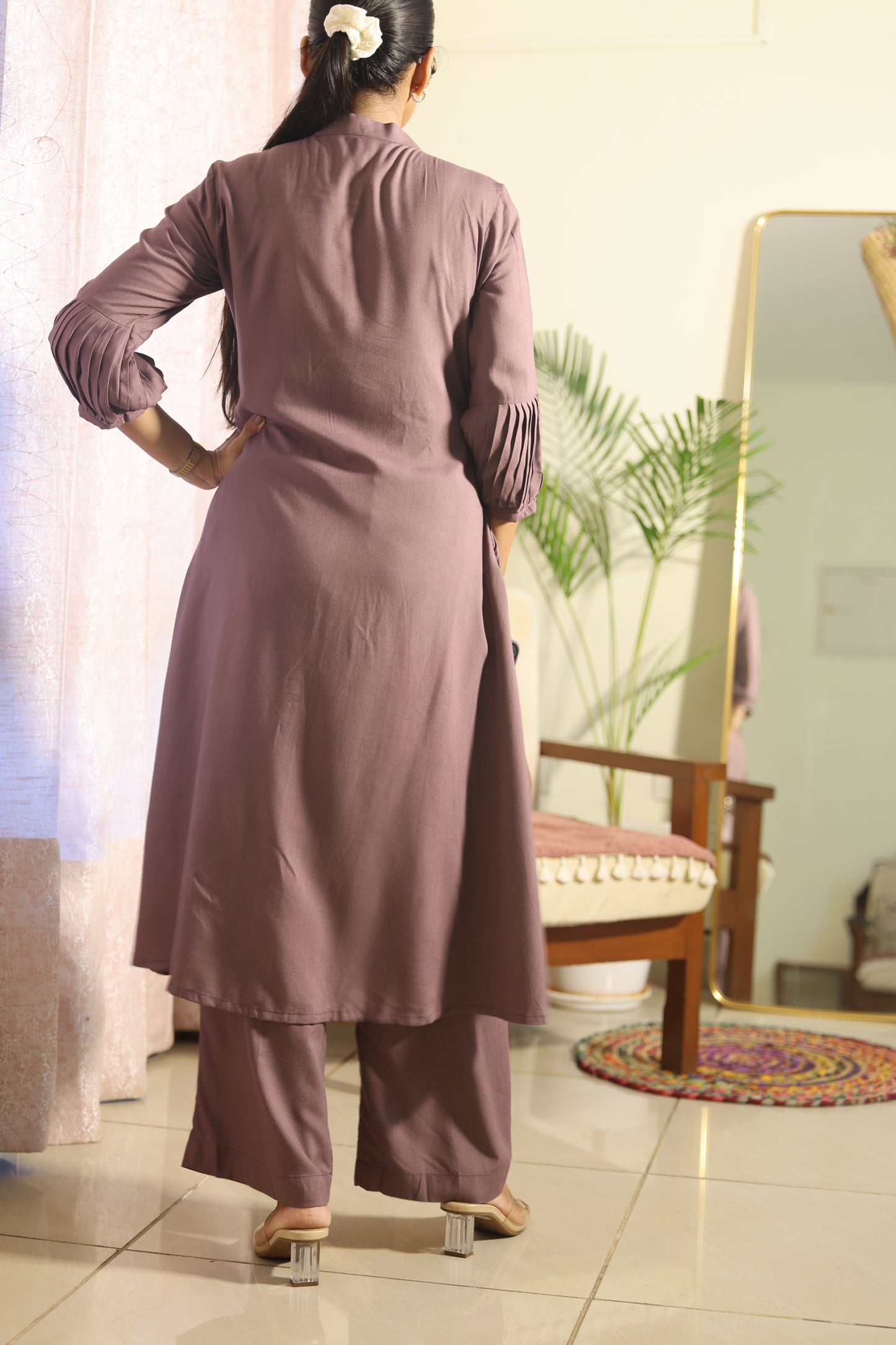 #MBA2099 Pintuck coord set- Dark Mauve