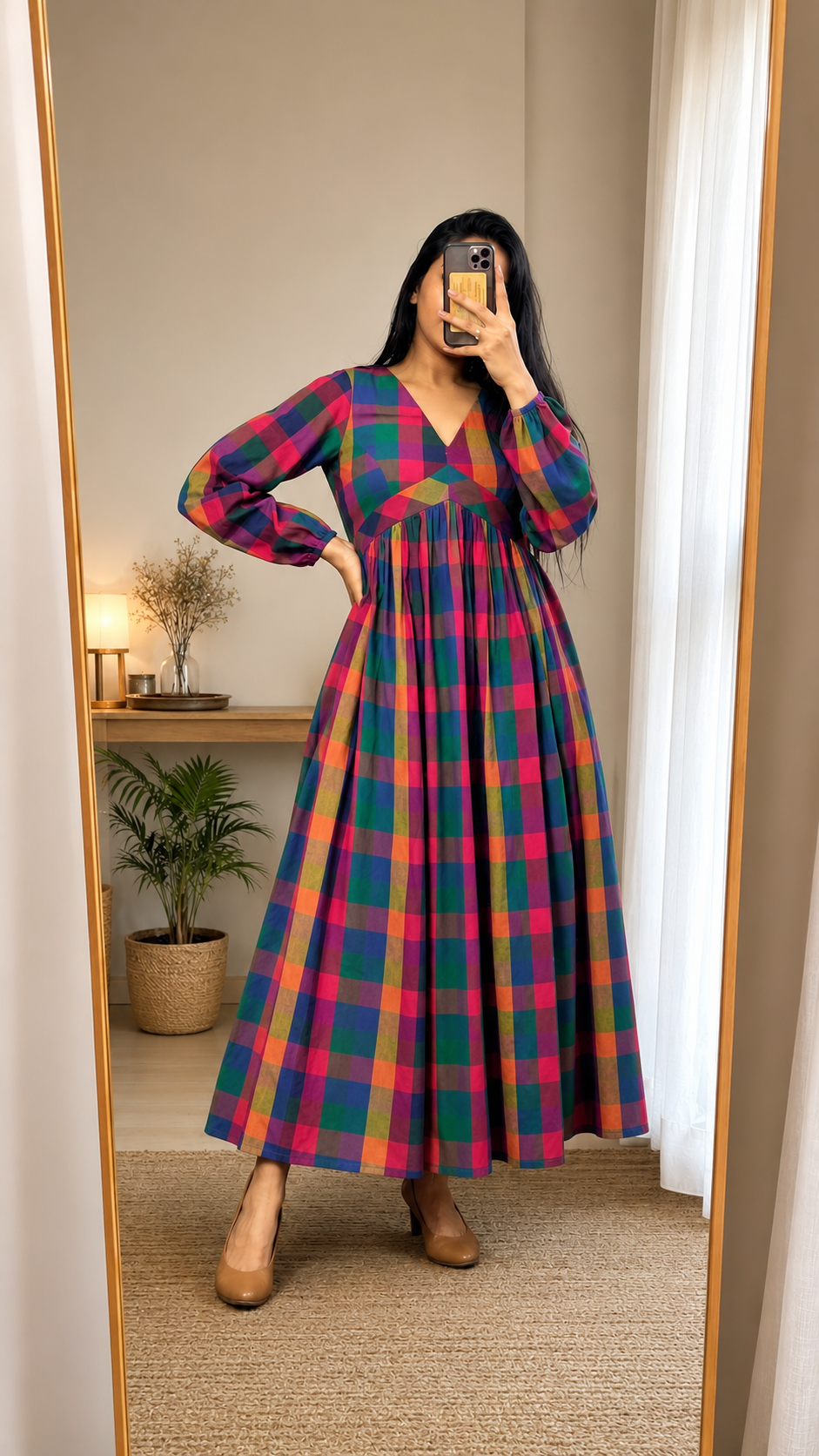 #MBA2139 Maya Madras check dress