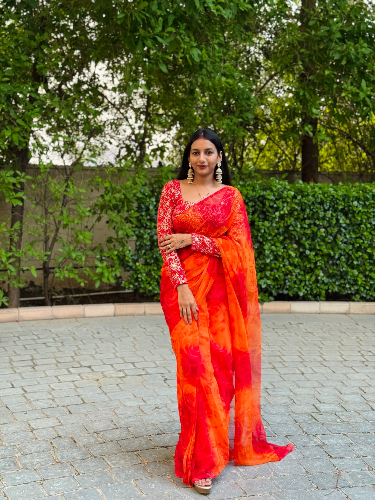 #MBA1533 Gulaabo Collection- Red saree blouse set