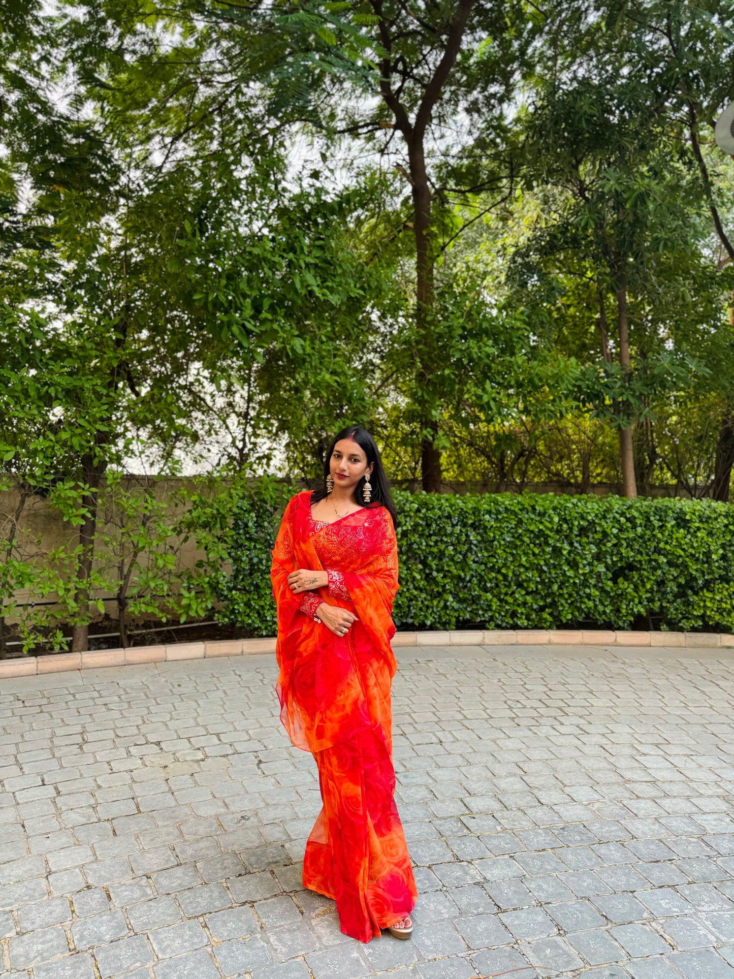 #MBA1533 Gulaabo Collection- Red saree blouse set