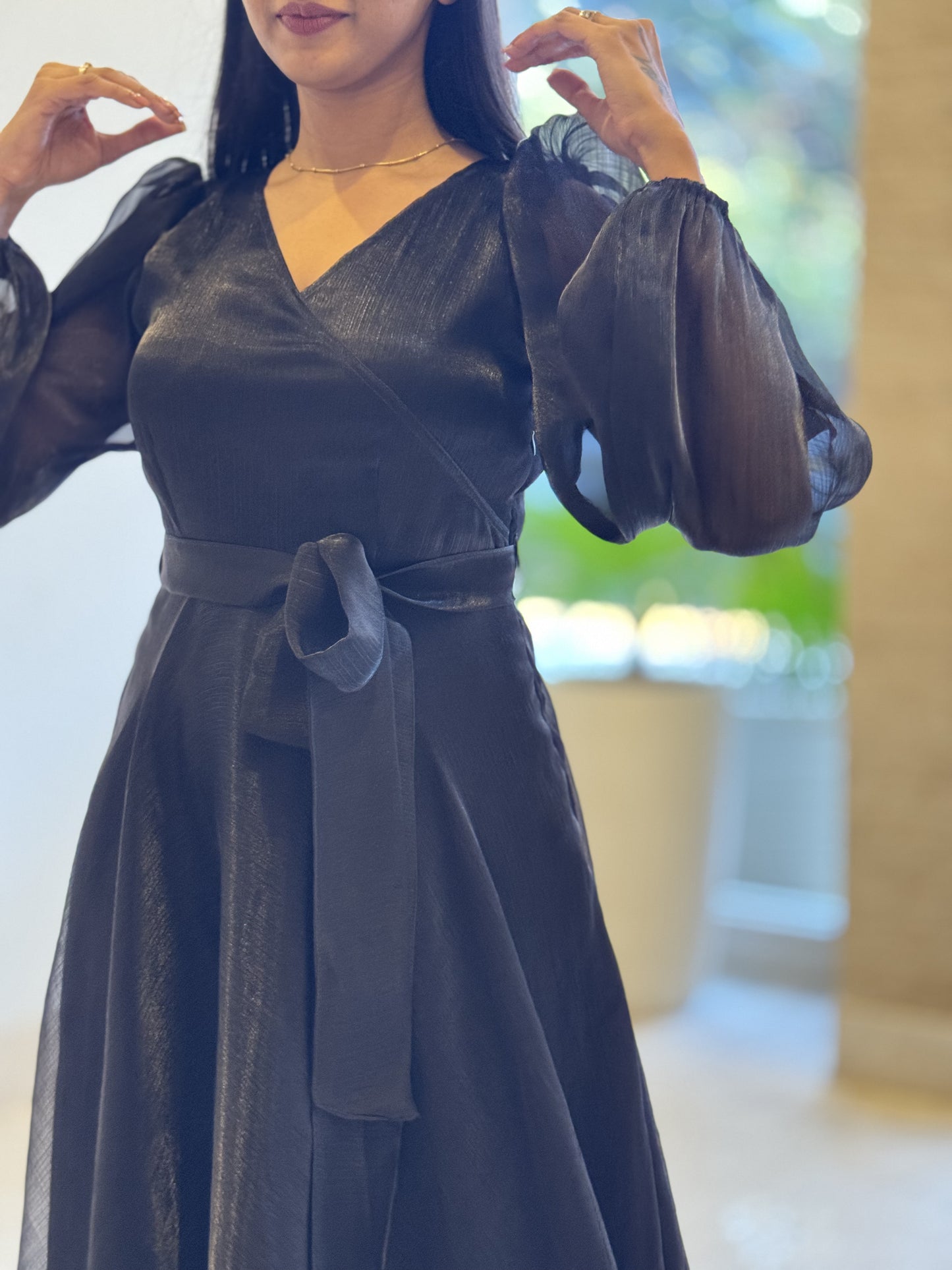 #MBA1824 Shimmer organza gown- Black