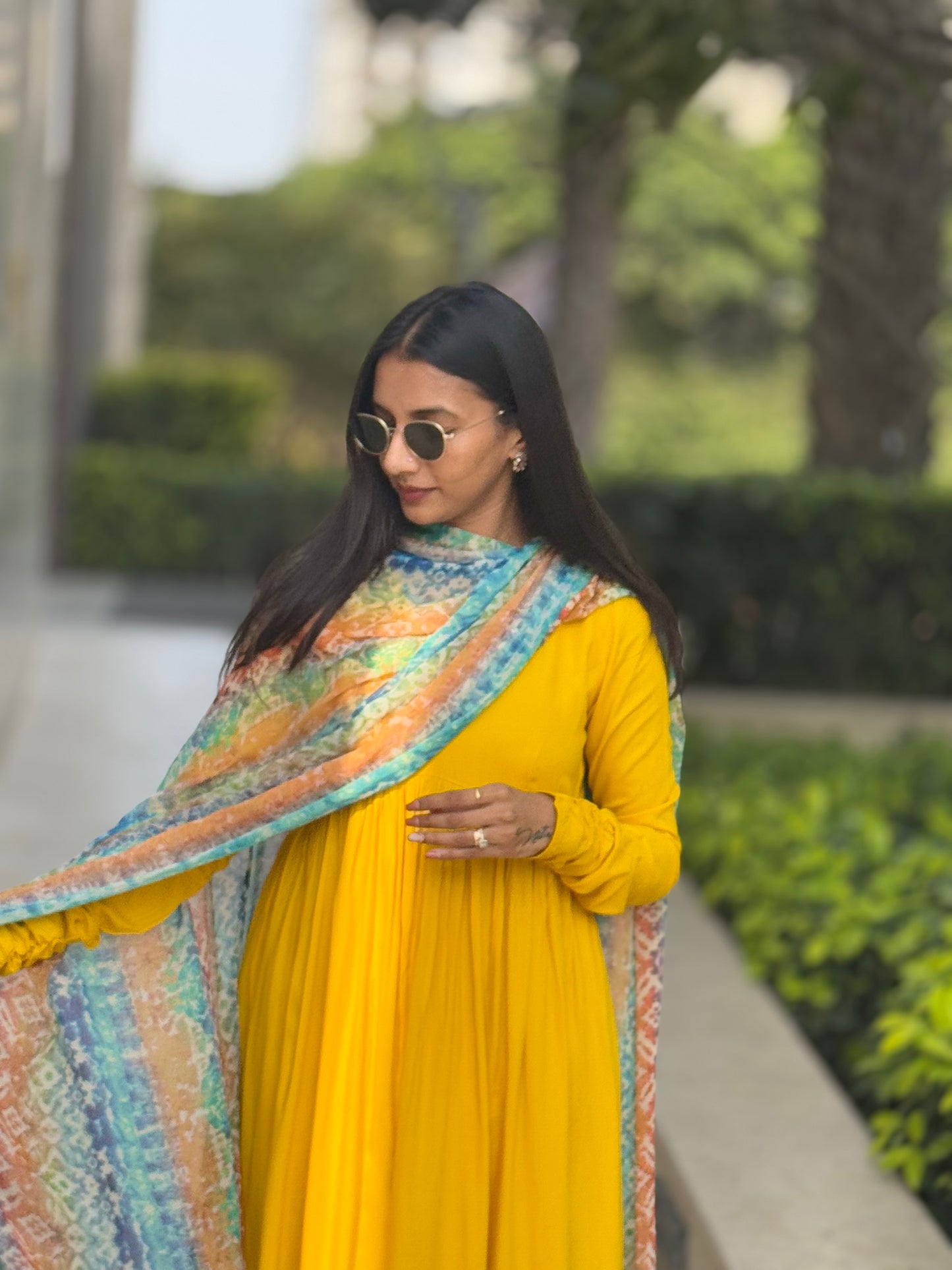 #MBA1850 Ruhaniyat kurta pant with dupatta- yellow