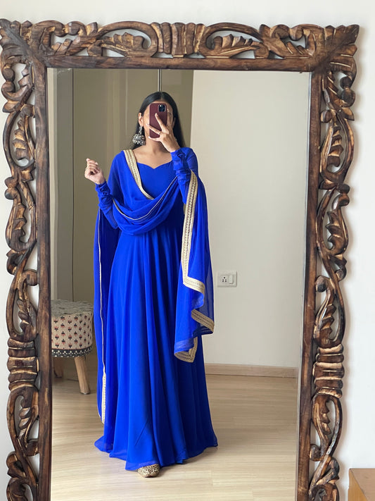 #MBA1051 Raima anarkali and dupatta- Royal blue