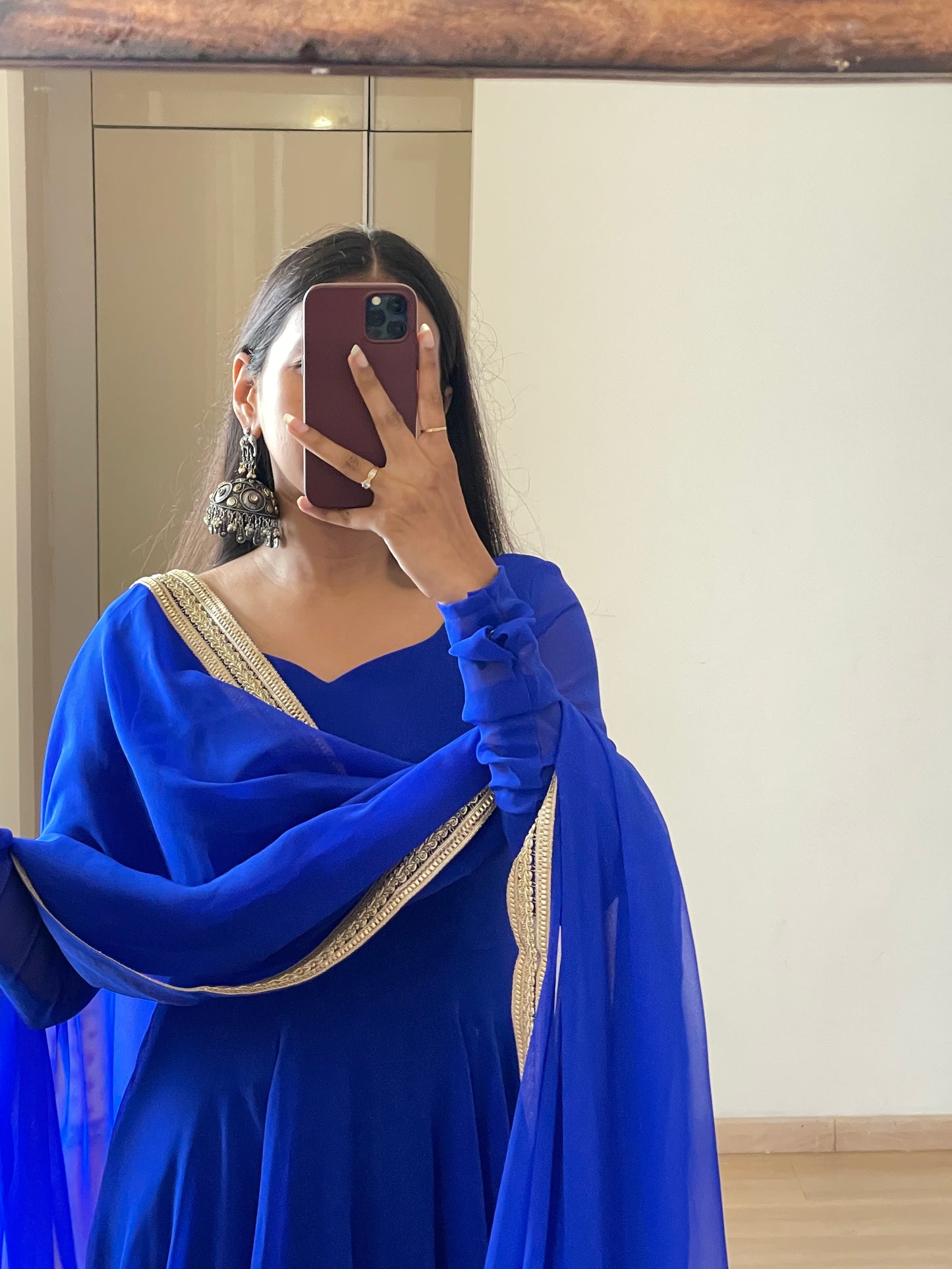 #MBA1051 Raima anarkali and dupatta- Royal blue
