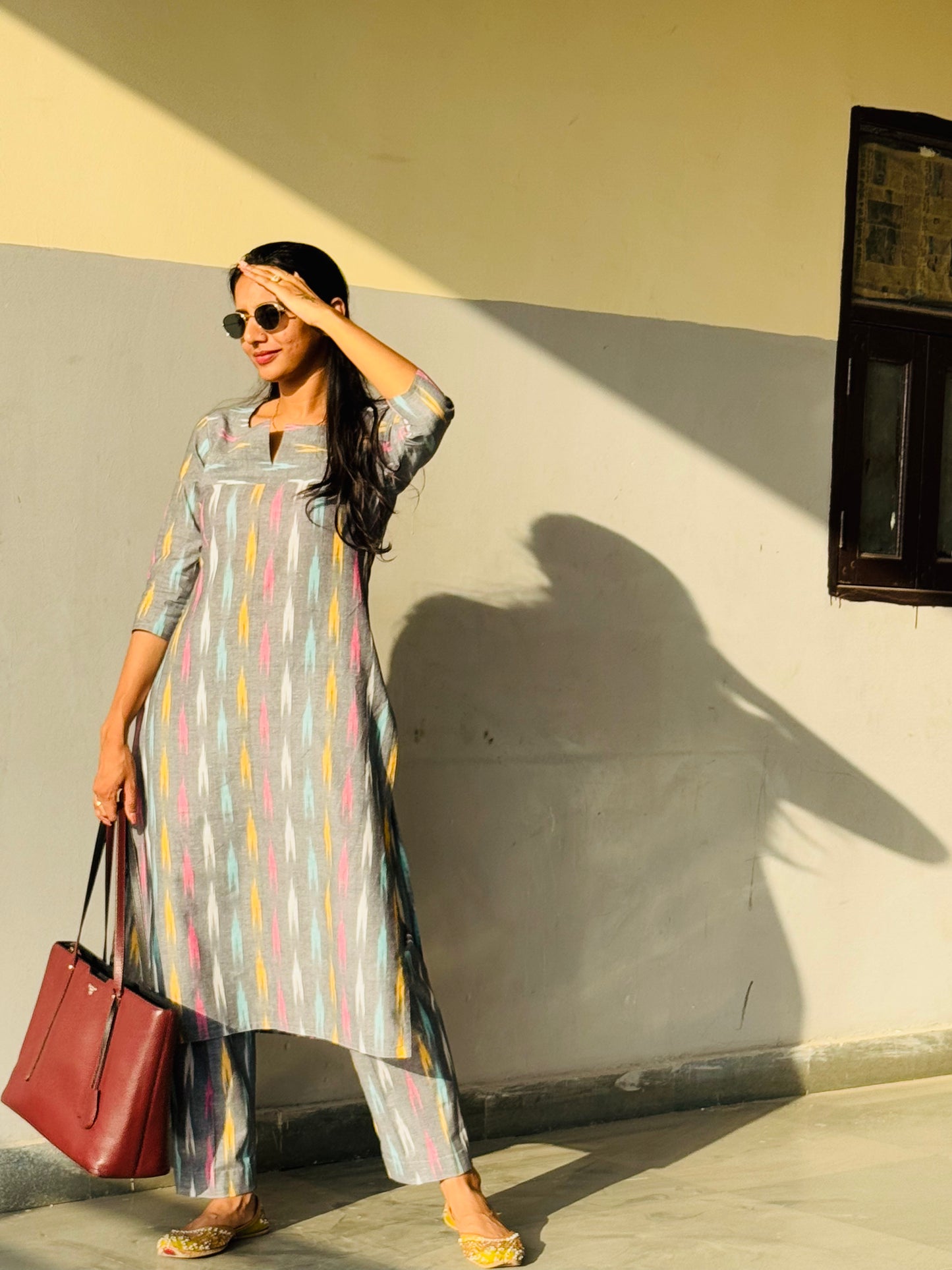 #MBA1859 Ikkat 2.0- Grey kurta and pant