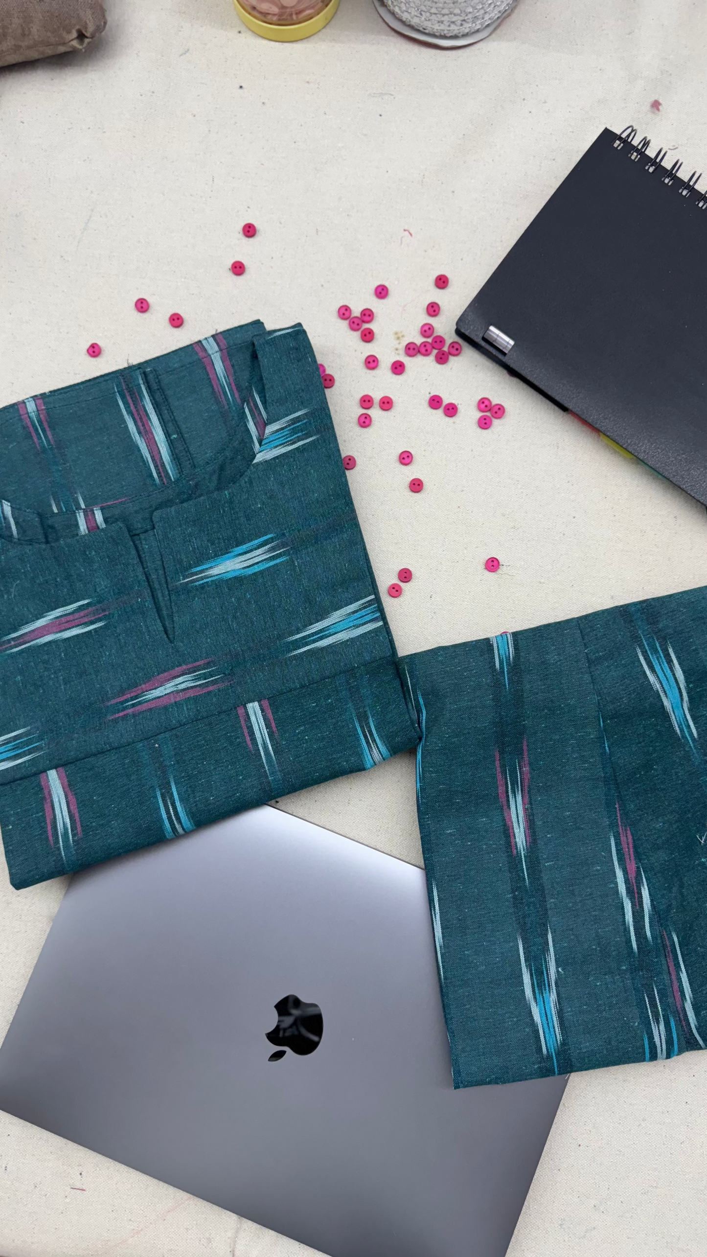 #MBA1864 Ikkat 2.0- dark green kurta and pant