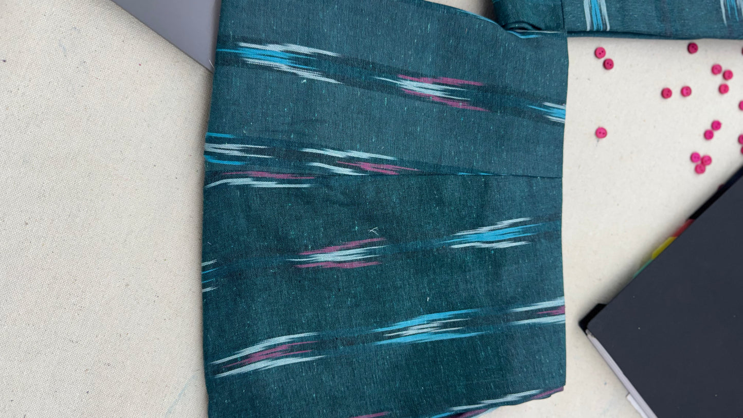 #MBA1864 Ikkat 2.0- dark green kurta and pant