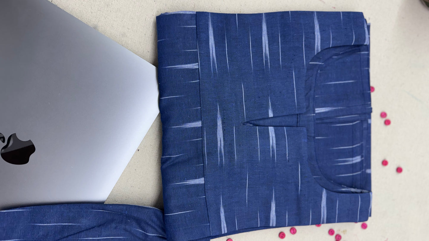 #MBA1867 Ikkat 2.0- navy blue kurta and pant