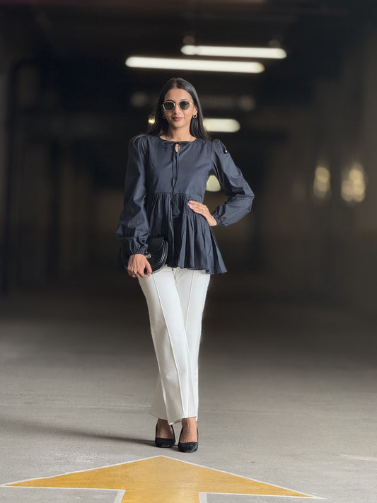 #MBA1878 Alizeh cotton top- Black