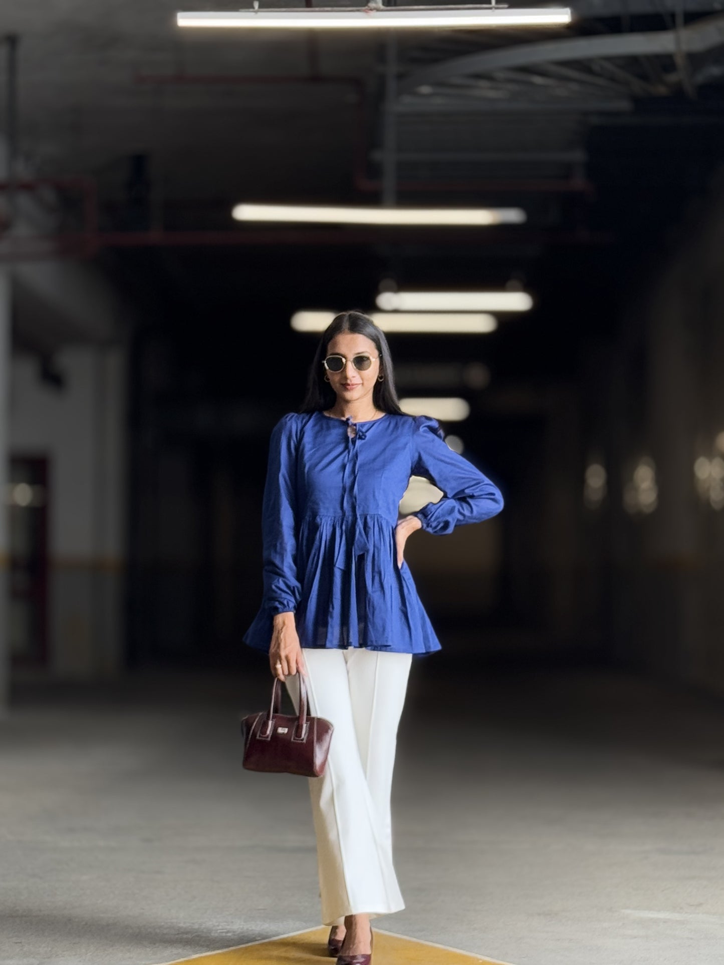 #MBA1875 Alizeh cotton top- Navy blue