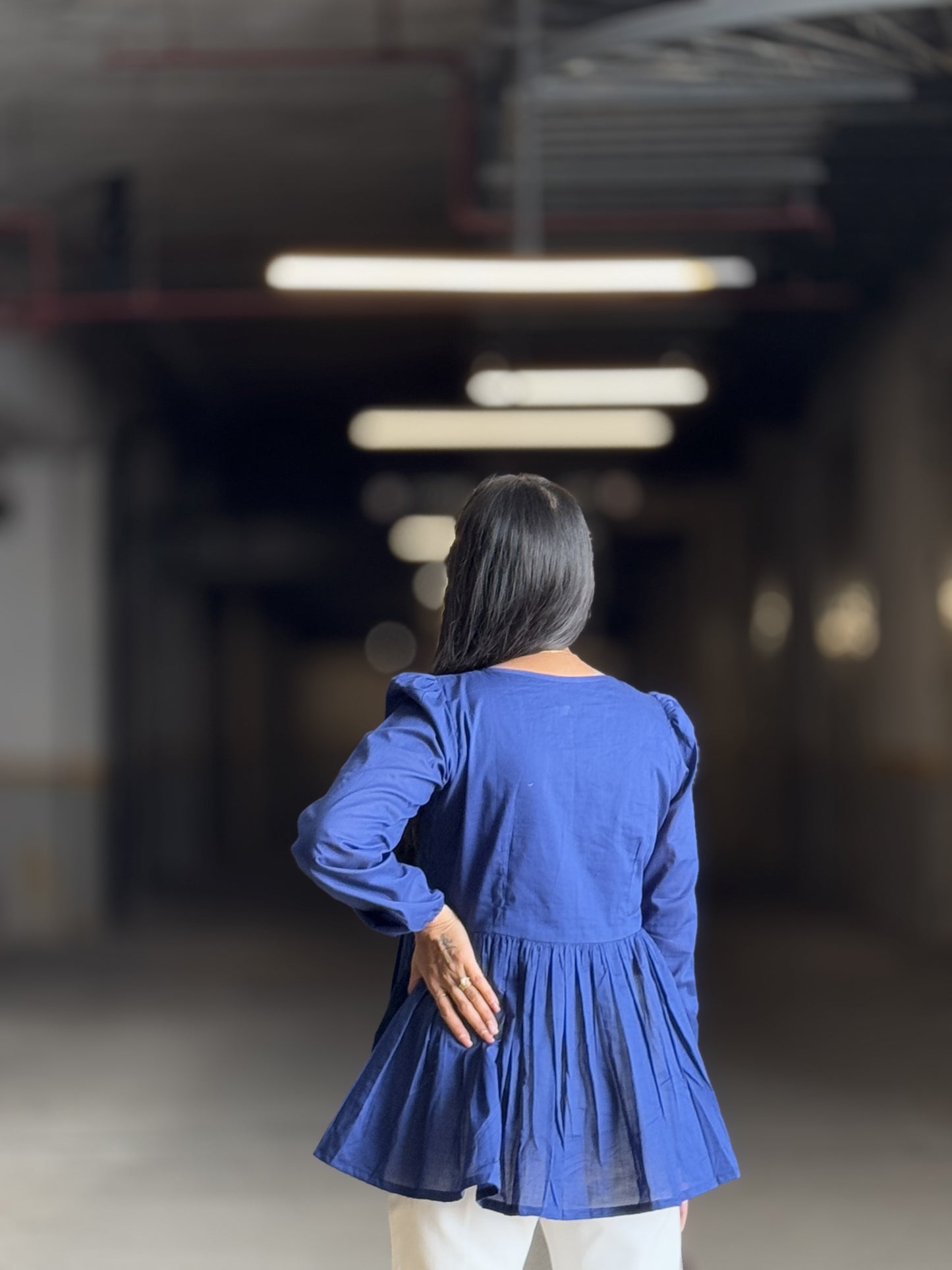 #MBA1875 Alizeh cotton top- Navy blue