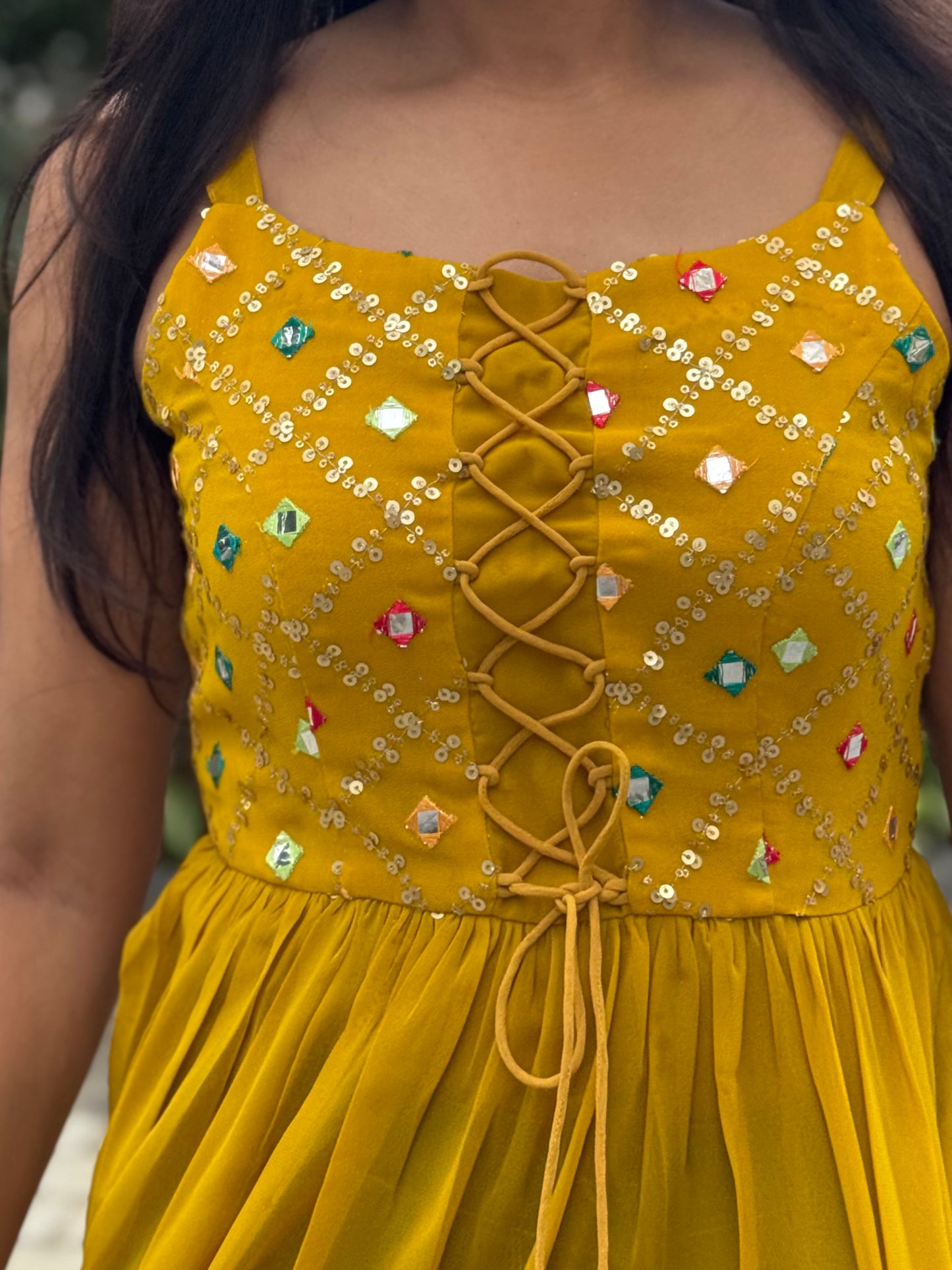 #MBA1998 Sitara side slit kurti- Mustard yellow