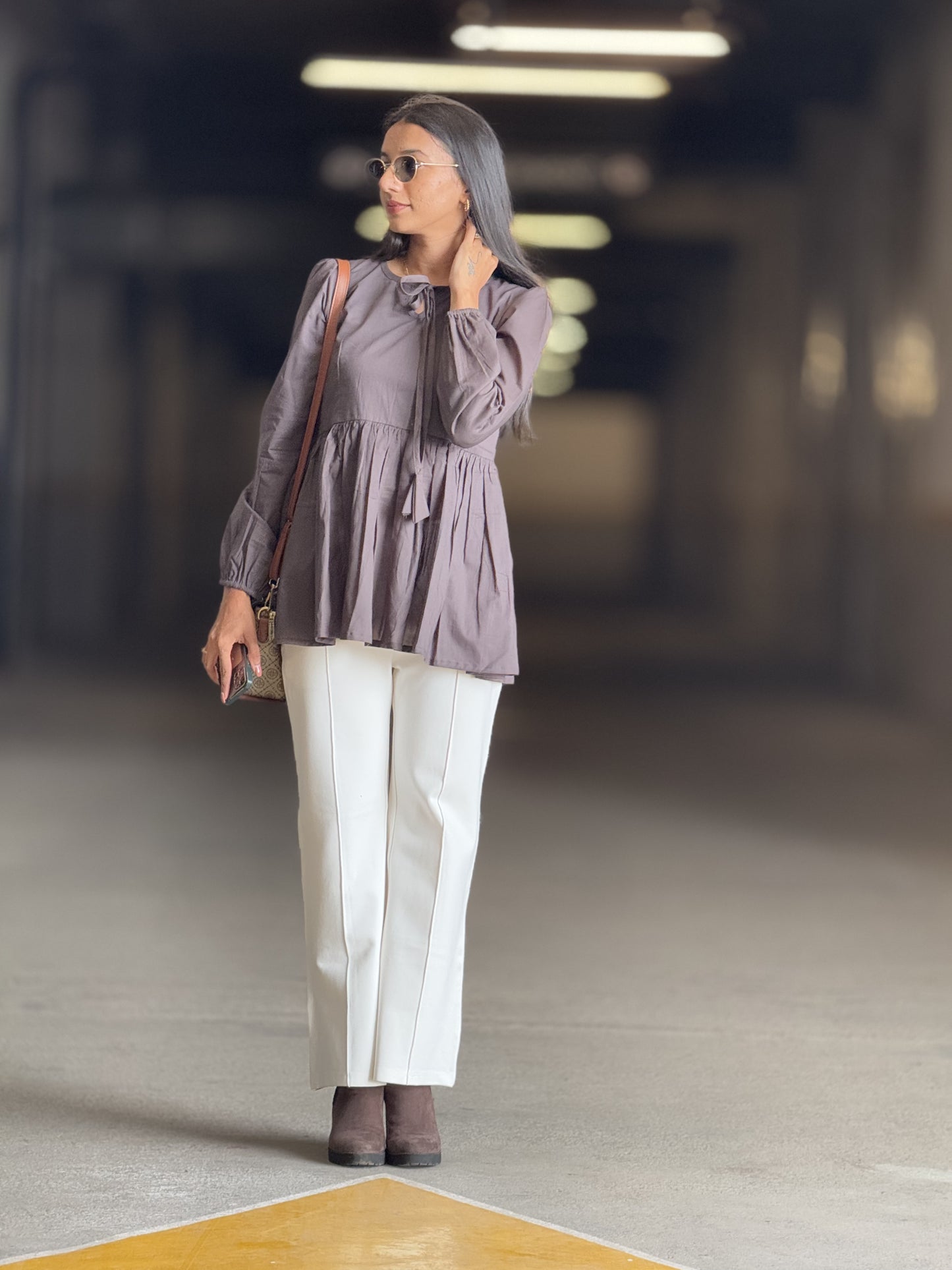 #MBA1874 Alizeh cotton top- Mocha brown