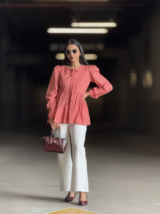#MBA1872 Alizeh cotton top- Dobby peach