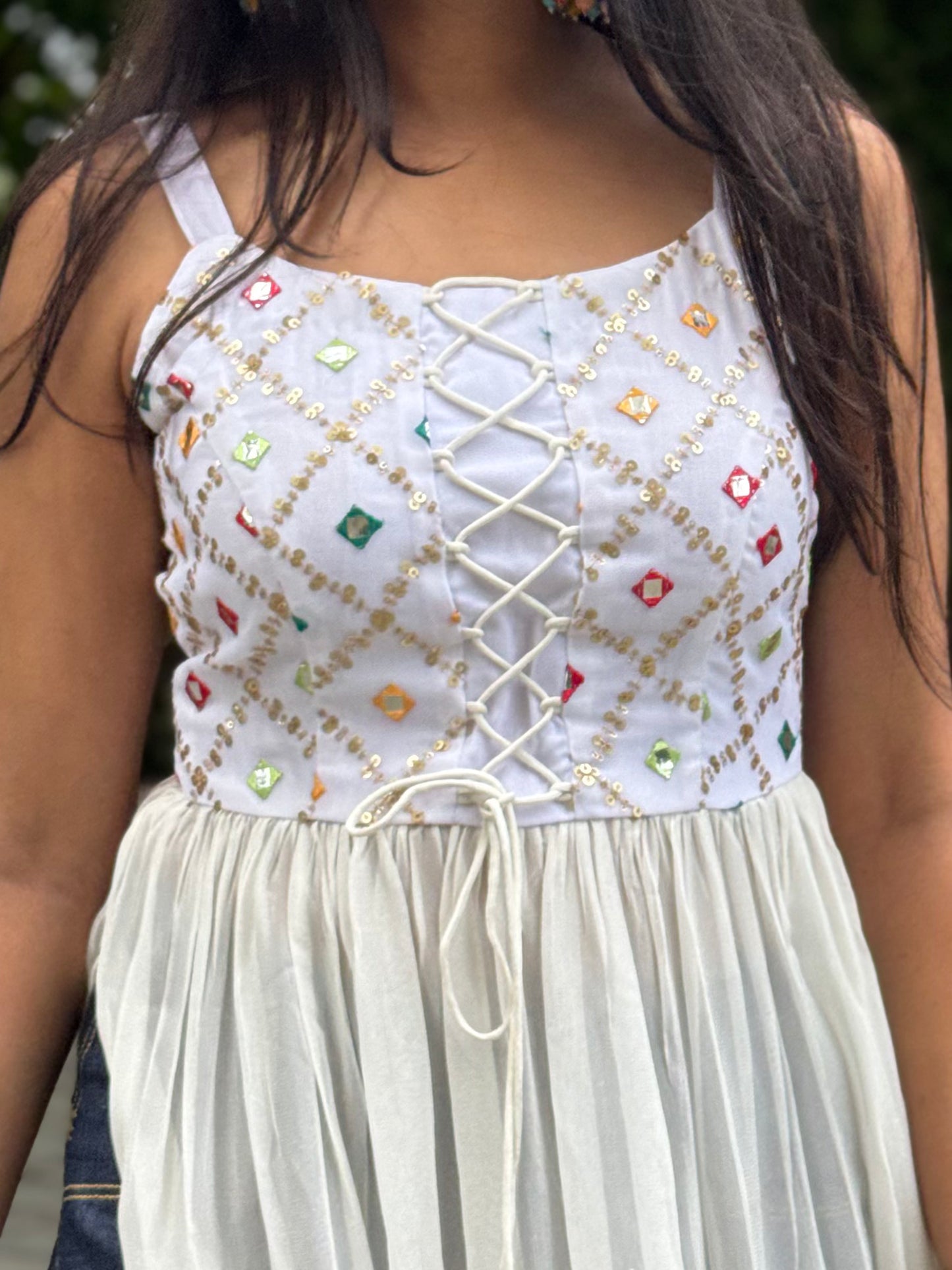 #MBA2000 Sitara side slit kurti- White