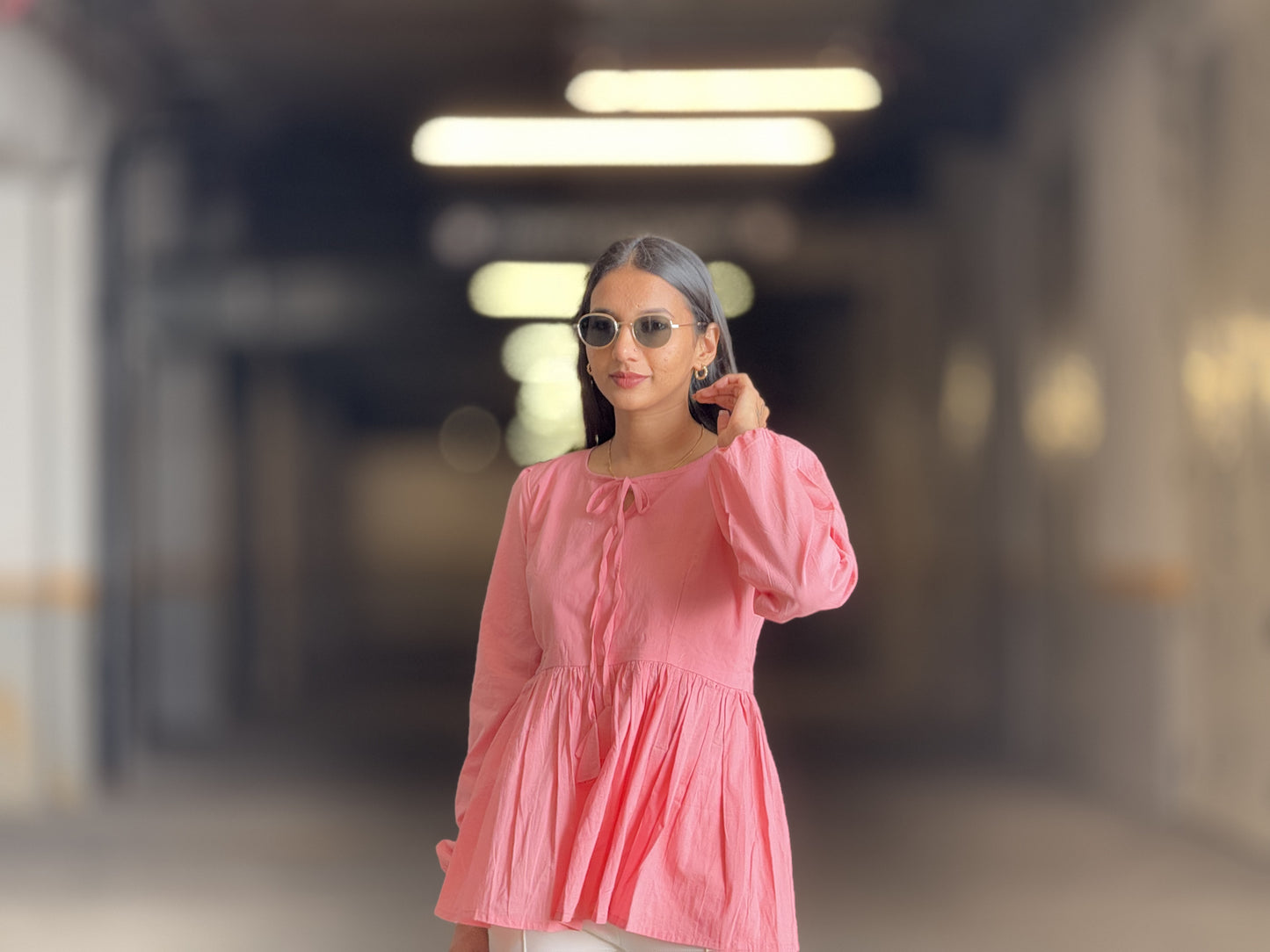 #MBA1873 Alizeh cotton top- Flamingo pink