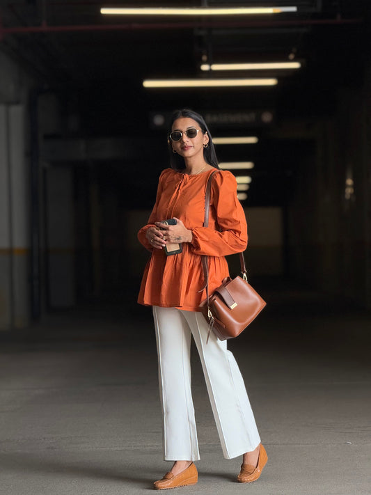 #MBA1870 Alizeh cotton top- Rust orange