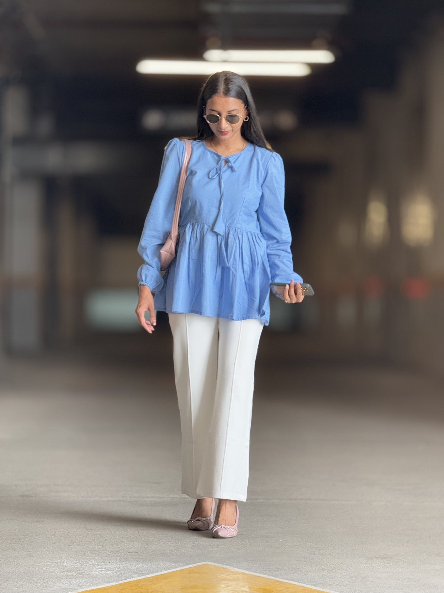 #MBA1871 Alizeh cotton top- Azure blue