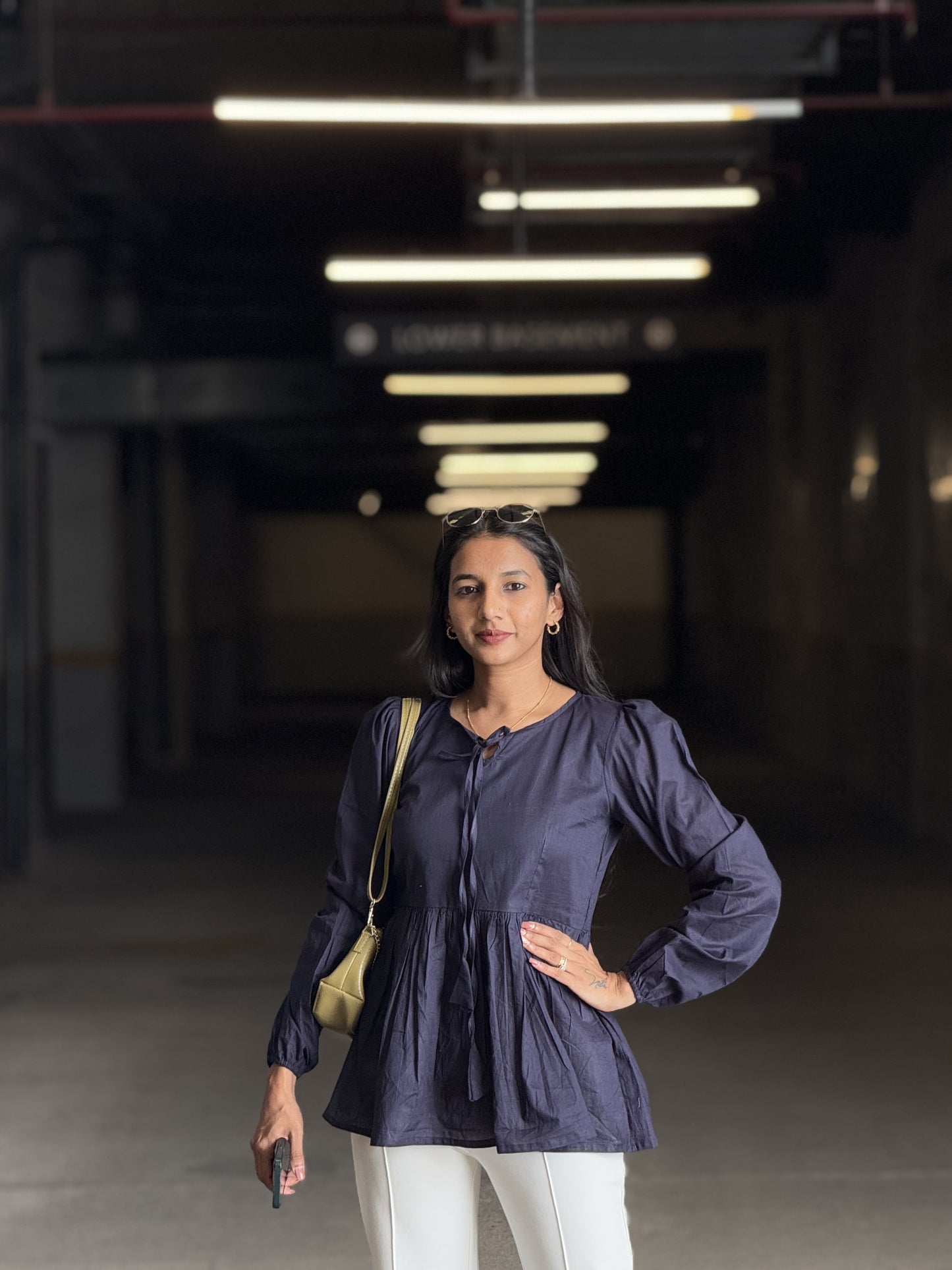 #MBA1868 Alizeh cotton top- Denim blue