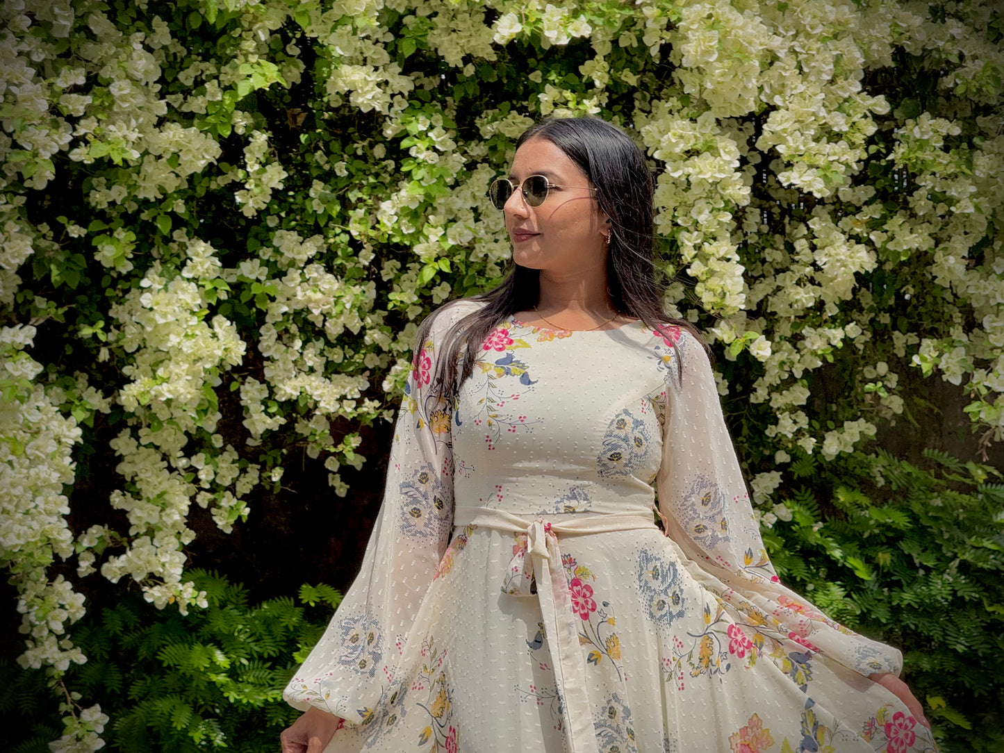 #MBA1879 Elsa white floral dress