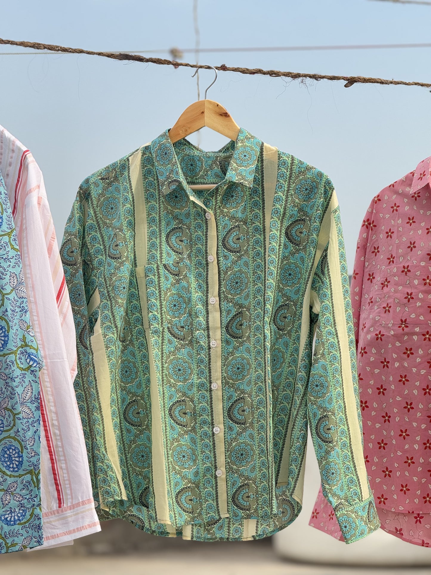 #MBA188 Green Print Pure Cotton shirt