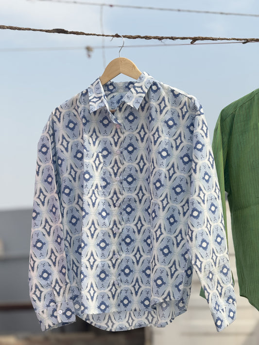 #MBA1890 Sky blue-white Pure Cotton shirt