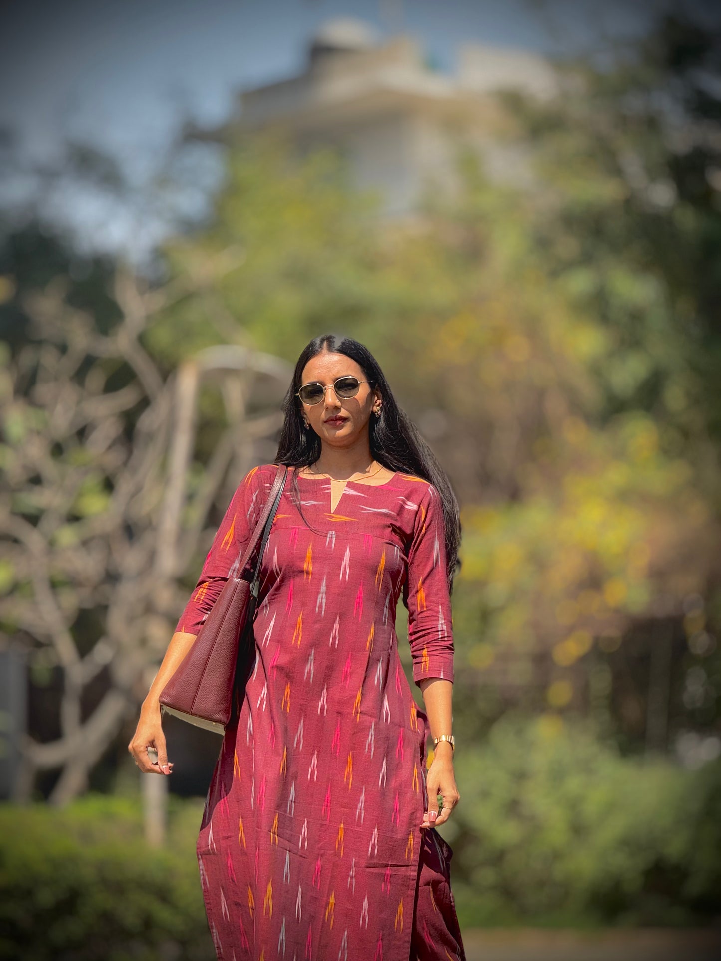 #MBA1862 Ikkat 2.0- maroon kurta and pant