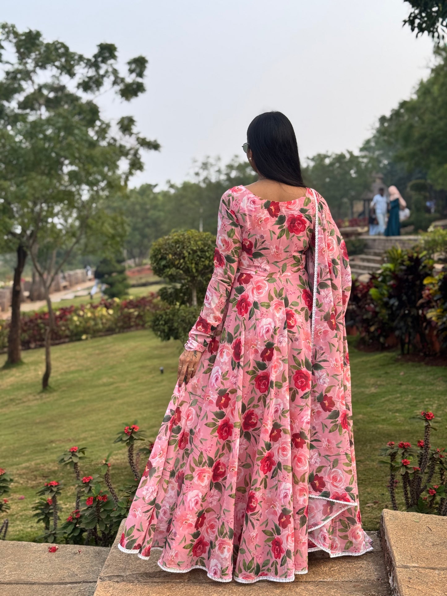 #MBA2081 Peachy rose anarkali and dupatta