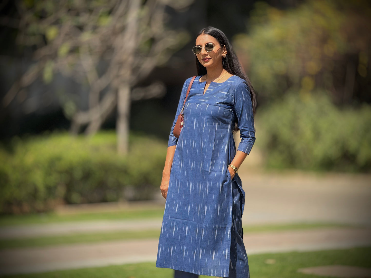 #MBA1867 Ikkat 2.0- navy blue kurta and pant