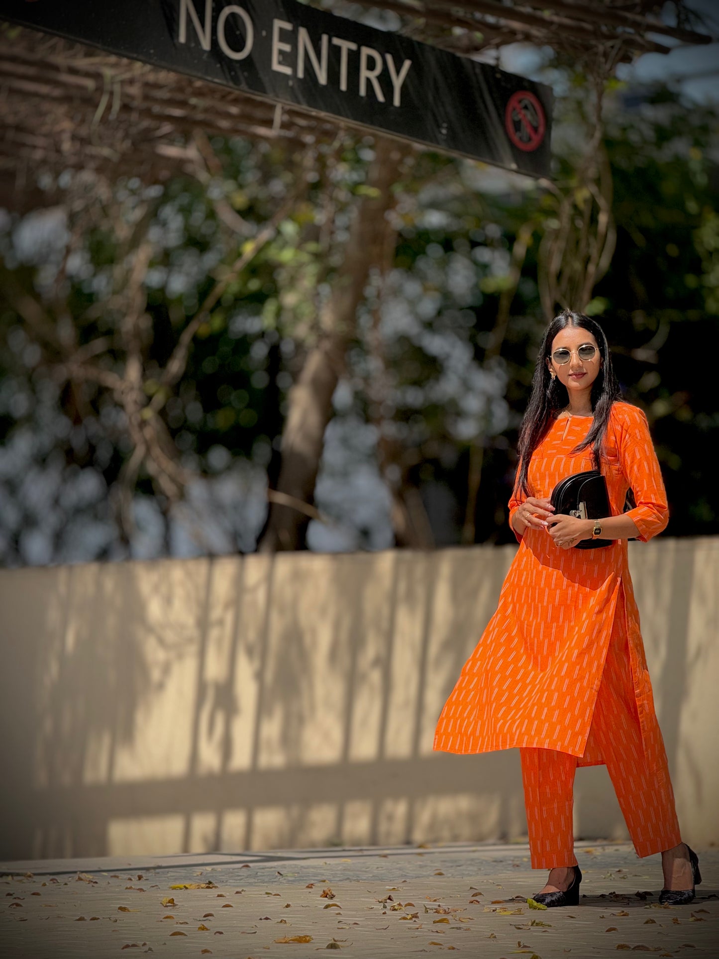 #MBA1860 Ikkat 2.0- orange kurta and pant