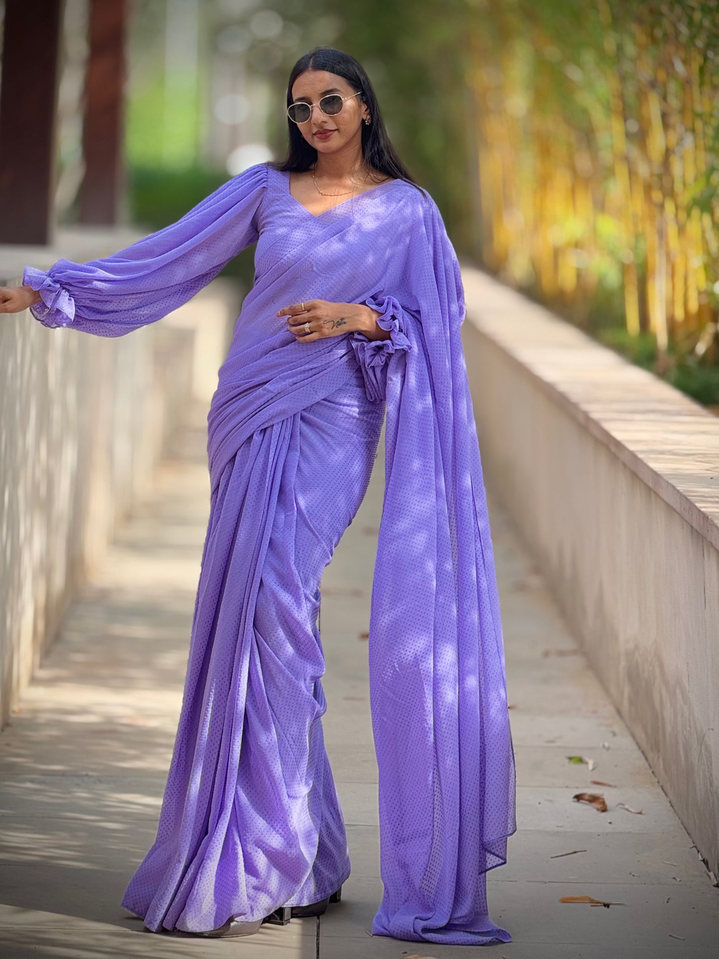 #MBA1882 Sarah 1 min saree and blouse- Lavender