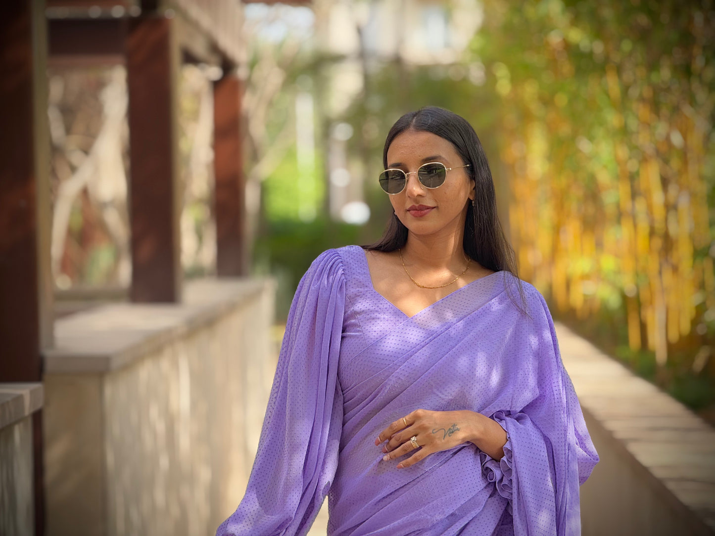 #MBA1882 Sarah 1 min saree and blouse- Lavender