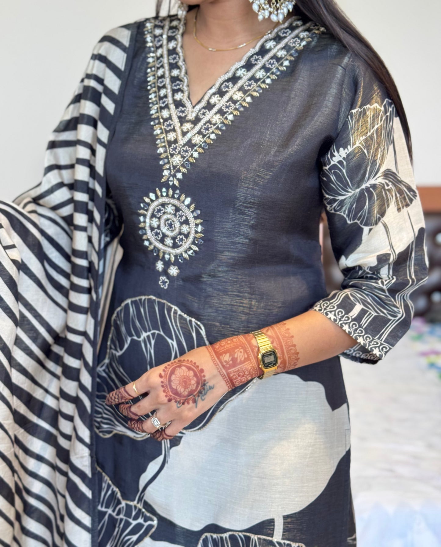 #MBA2021 Black tissue silk suit set