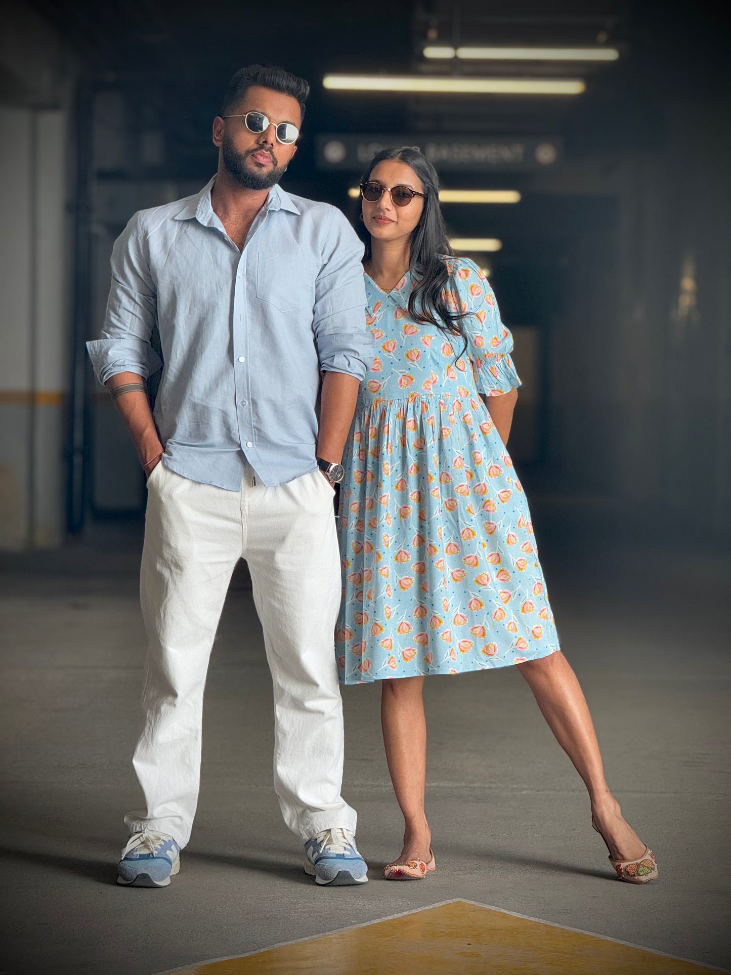 #MBA1903 Men's Pure Linen shirt- Light blue