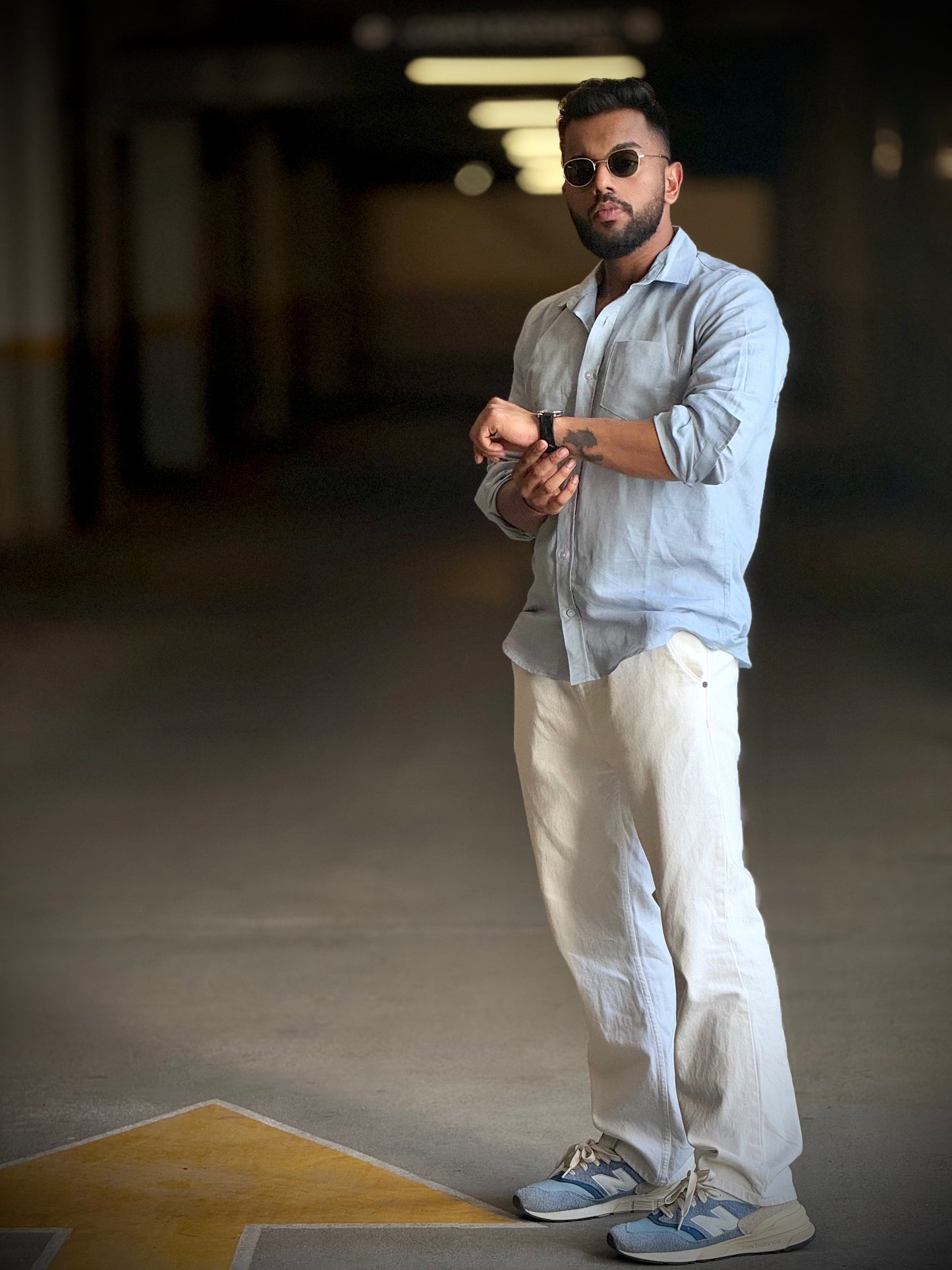 #MBA1903 Men's Pure Linen shirt- Light blue