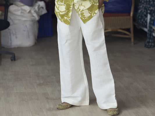 #MBA1929 Linen pants- off white