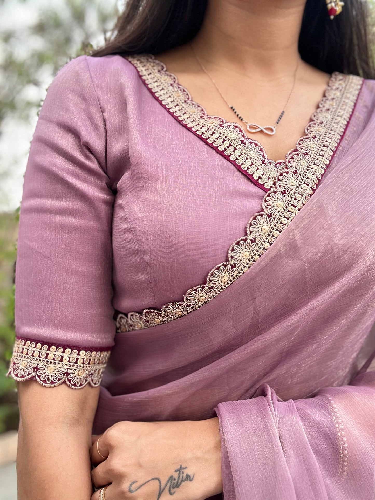 #MBA1641 Karina 1 min saree and blouse- Mauve