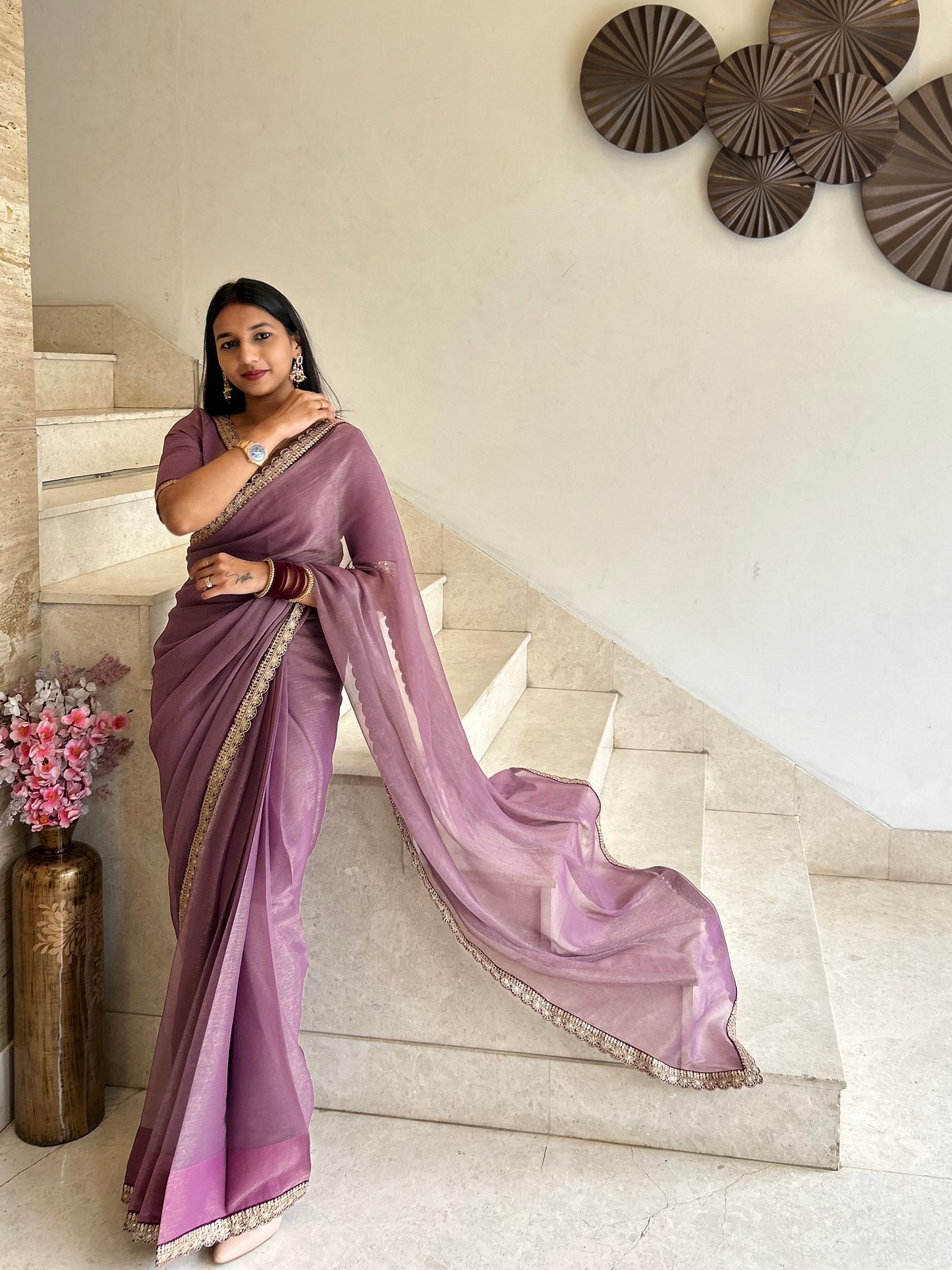 #MBA1641 Karina 1 min saree and blouse- Mauve