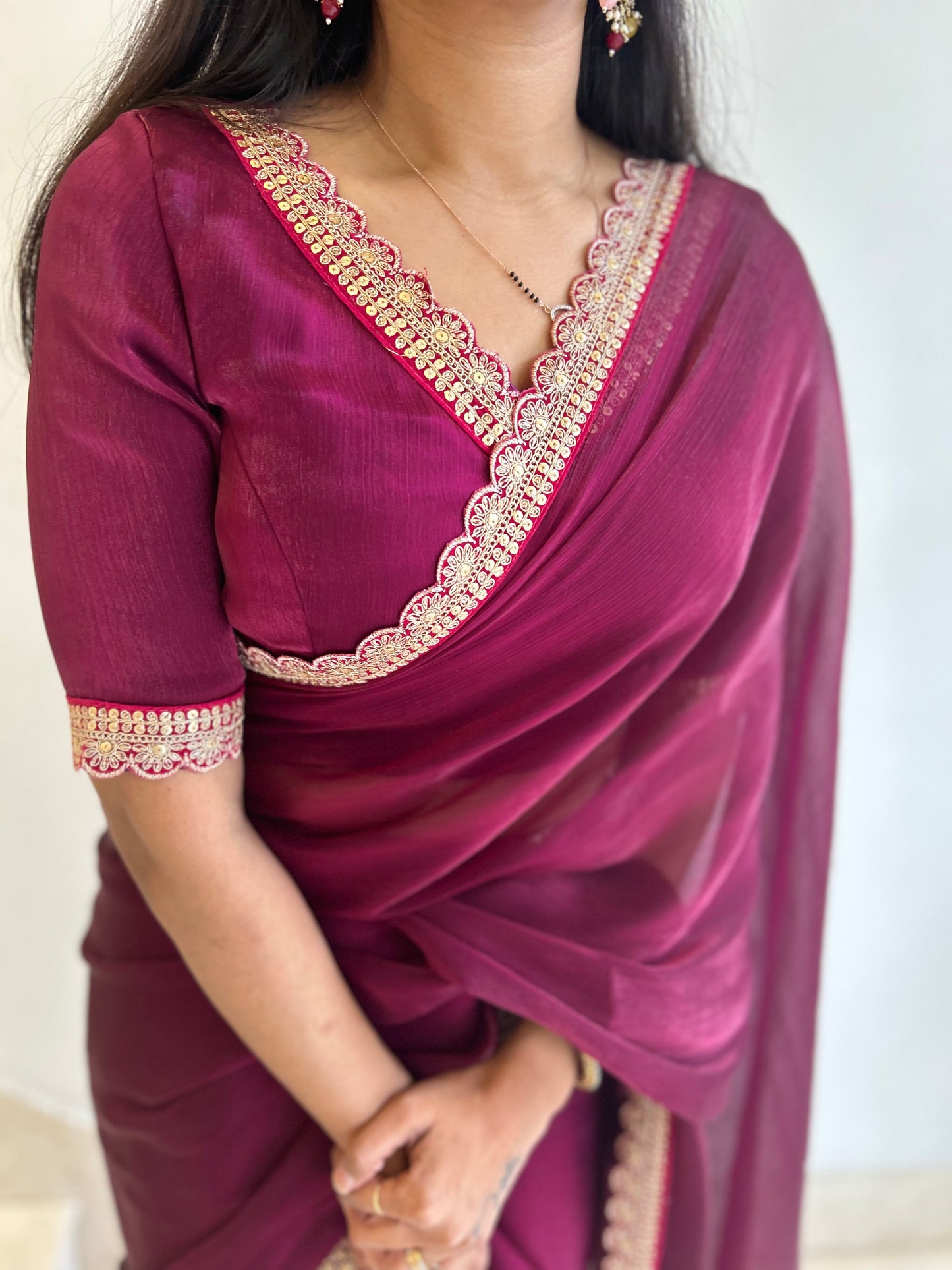 #MBA1640 Karina 1 min saree and blouse- Wine