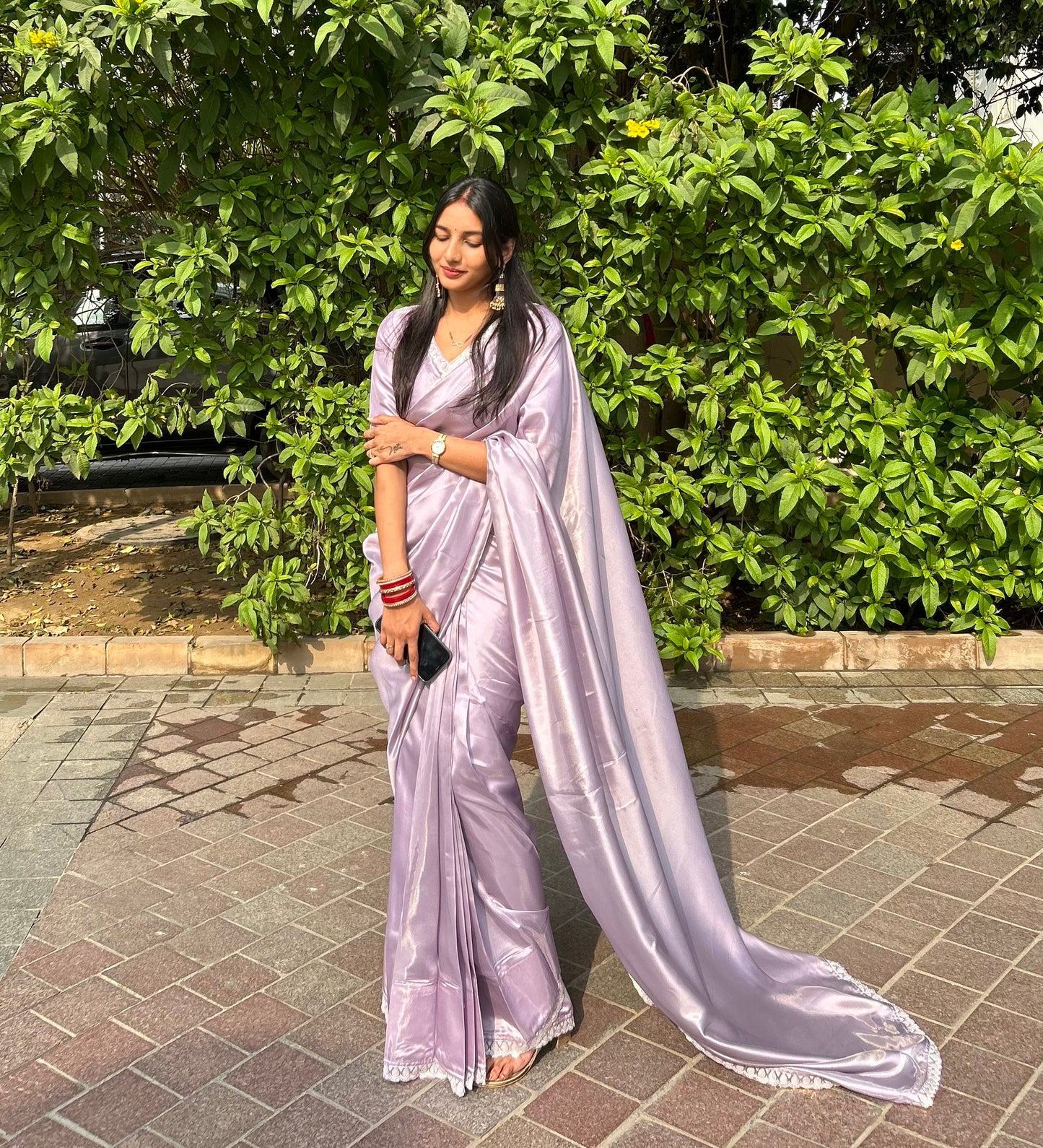 #MBA1644 Tissue silk 1 min saree and blouse-Lavender