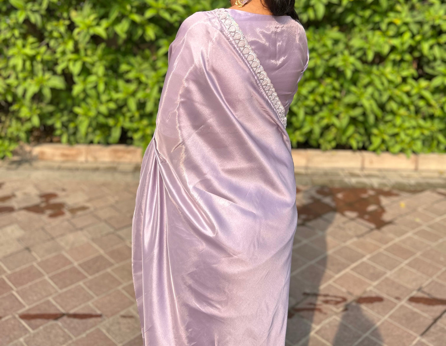 #MBA1644 Tissue silk 1 min saree and blouse-Lavender
