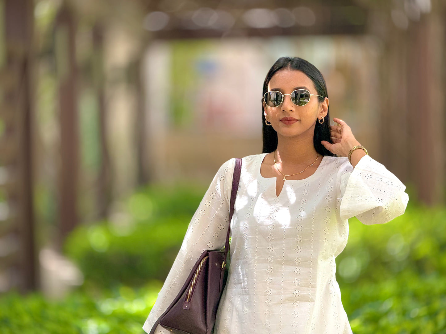 #MBA1933 Hakoba pure cotton Kurti- white