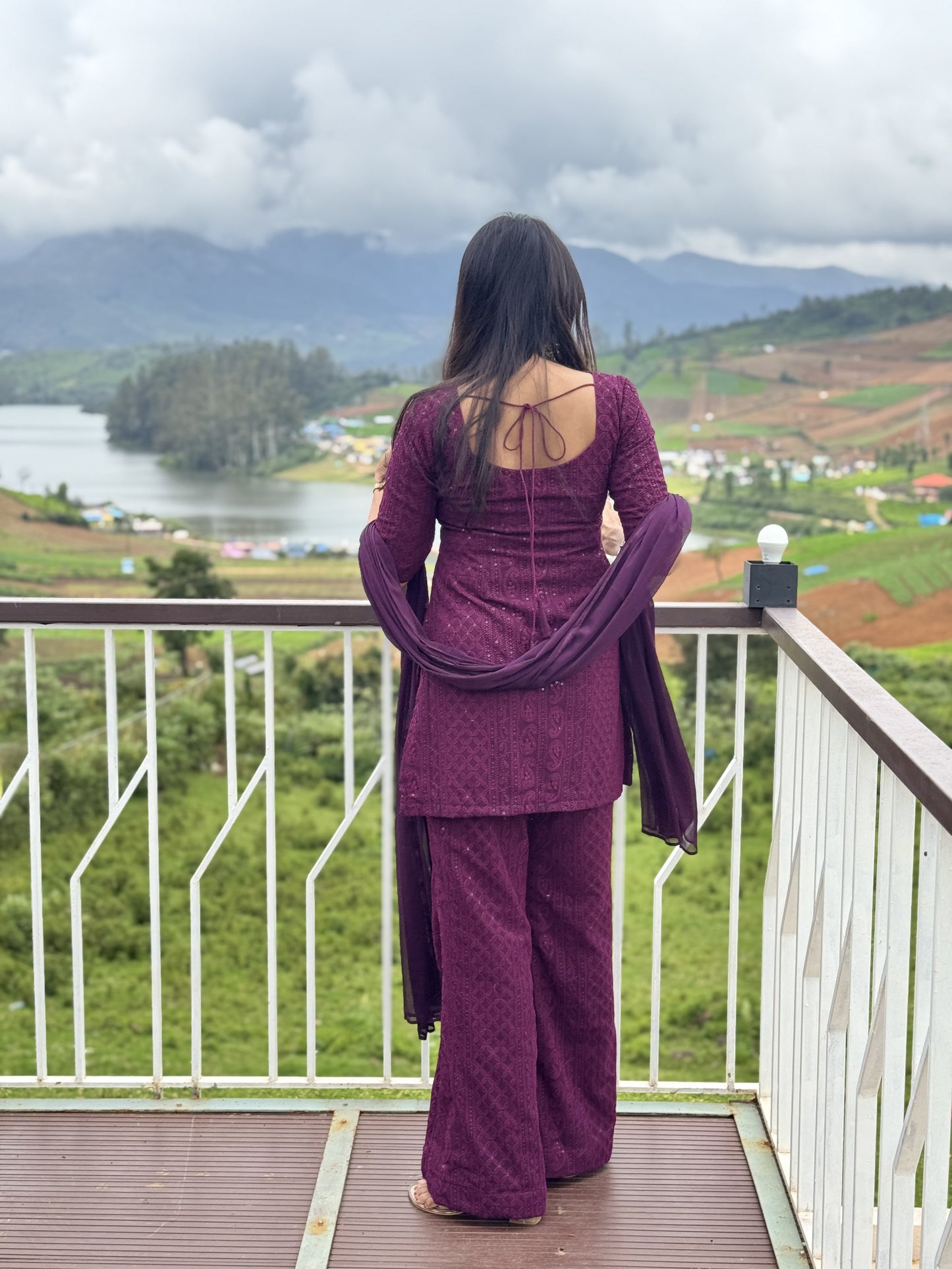 #MBA2036 Sequin embroidery ethnic co-ord set- Wine