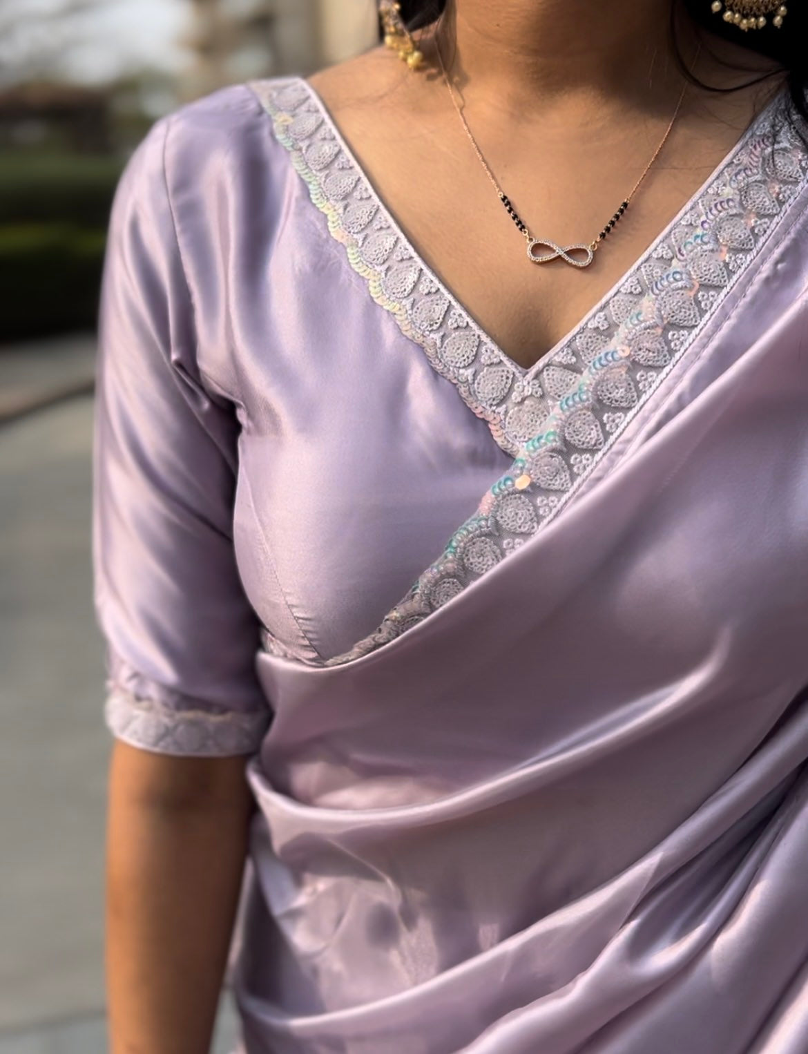 #MBA1644 Tissue silk 1 min saree and blouse-Lavender