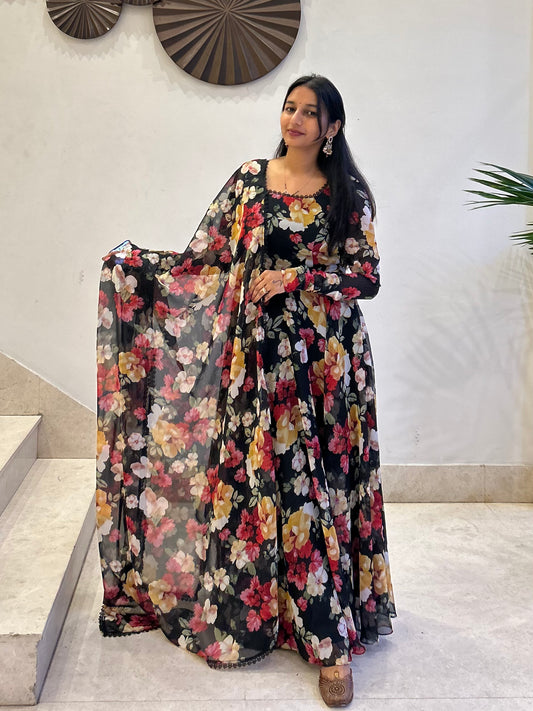 #MBA1657 Aksara floral anarkali and dupatta