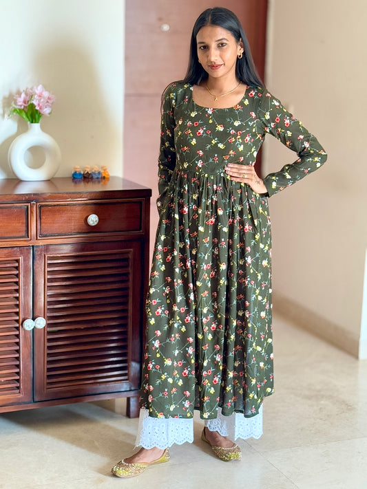 #MBA1941 Summer gather Kurti- Mehendi green