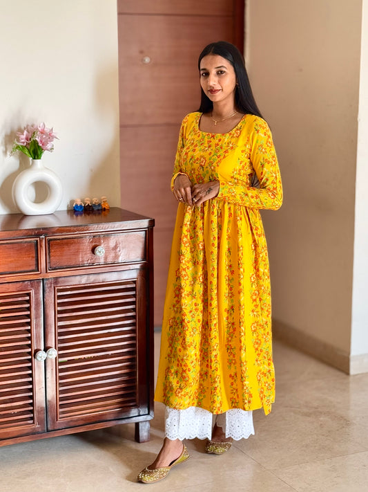 #MBA1943 Summer gather Kurti-Mango yellow