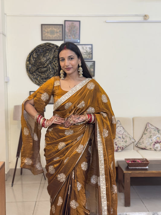 MBA2045 Bronze love 1 min saree and blouse