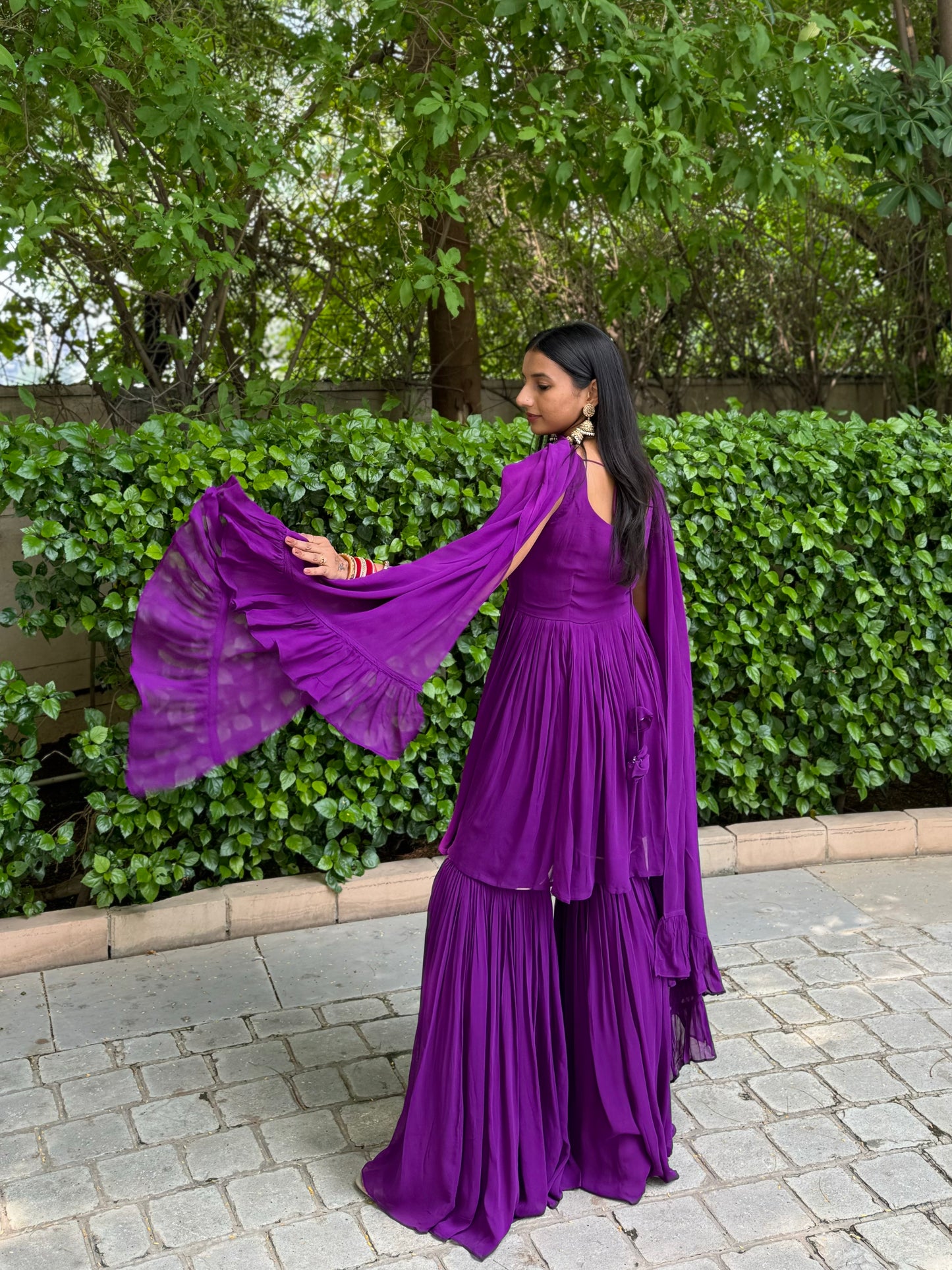 #MBA2005 Pure georgette gharara set- Purple