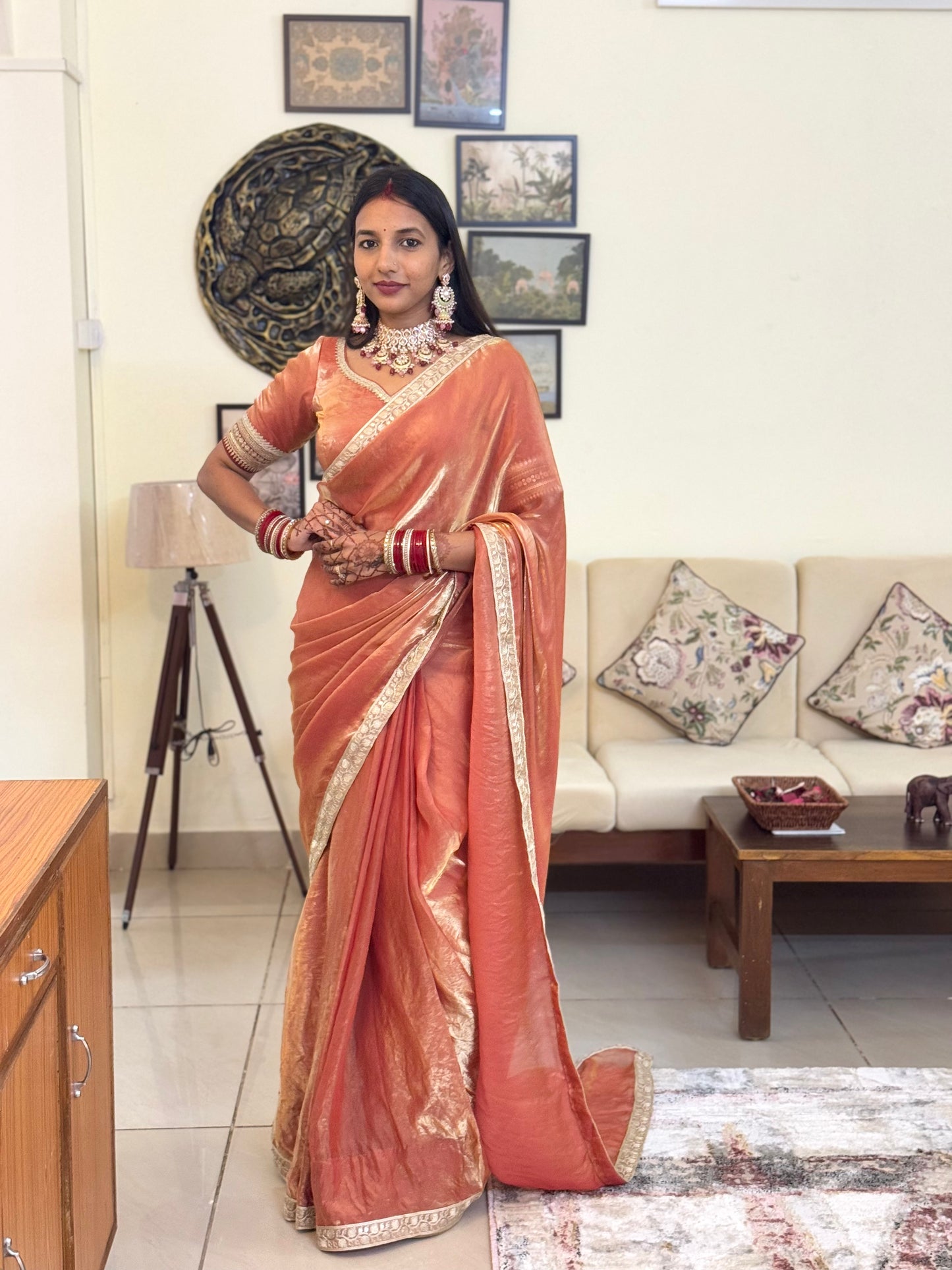 MBA2041 Mastaani peach 1 min saree and blouse